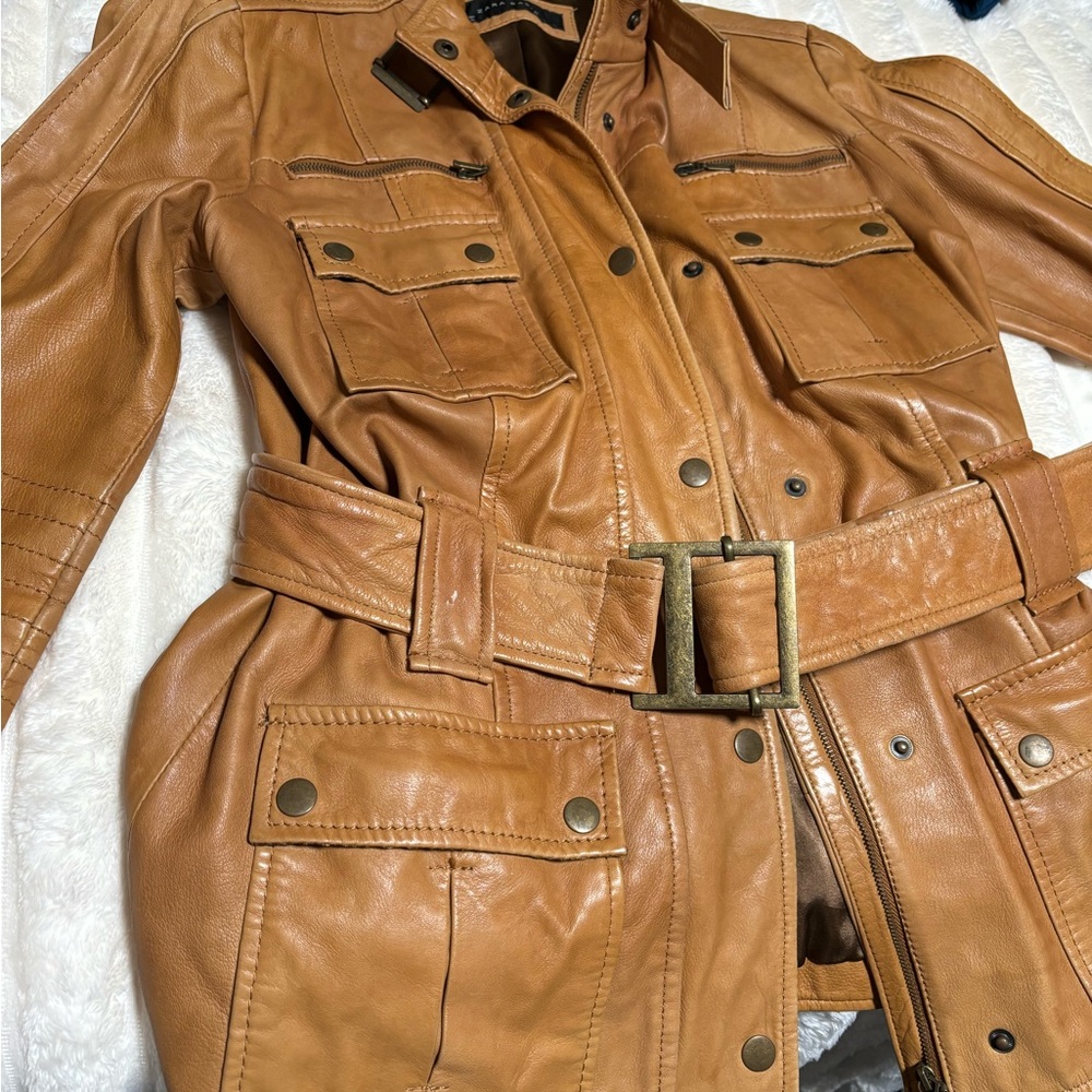 Brand new Zara soft leather coat size M only wore last winter a couple of times